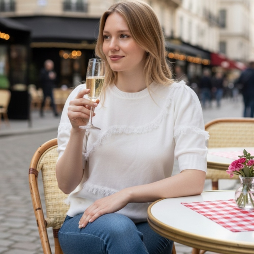 Edinburgh KNITWEAR cotton fringe tee